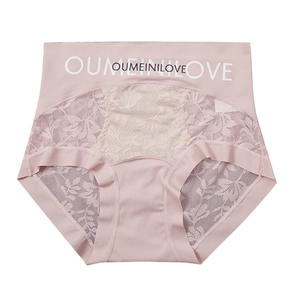 ZQUUVOU Women's High Waisted Shapewear Tummy Control Underwear Panties Lace Slimming Seamless Super Stretchy Briefs Pink C