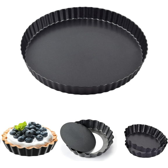 Tart Pan with Removable Bottom: Nonstick Carbon Steel 9 Inch and 4 Inch Mini Quiche Pan, Set of 5, Tart Pans for Baking, Round Cake Pans with Loose Bottom Ideal for Pies, Quiche, Cheese Cakes