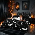 thumbnail image 4 of Homewish Halloween Bat Moon Duvet Cover Queen, Star Crescent Queen Bedding, Black White, Black Reversible 3pcs, 1 Duvet Cover and 2 Pillowcases, 4 of 7