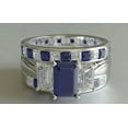 thumbnail image 2 of HeartsAndYou 3.6ct Natural Sapphire & Diamond Engagement Ring Trio Set 14k SOLID White Gold, 2 of 9