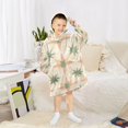thumbnail image 6 of FORMRS Wearable Blanket Hoodie with Sleeves for Kids Cozy Flannel Sweatshirt, Pastel Beige Geometric, 6 of 7