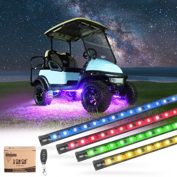 10L0L 4PCS Golf Cart Underglow LED Light Strip Kit, 22 Modes Glow Neon Underbody Lighting with Wireless Remote Control Music Sync IP67 12V-80V Input for Yamaha EZGO Club Car