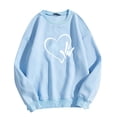 thumbnail image 1 of SOMOWI Chandail en Molleton de la Saint-Valentin pour Femmes Couple Amour Imprimé Jogging Col Rond Manches Longues à Capuche Bleu Vêtements de Sport Automne G, 1 of 3