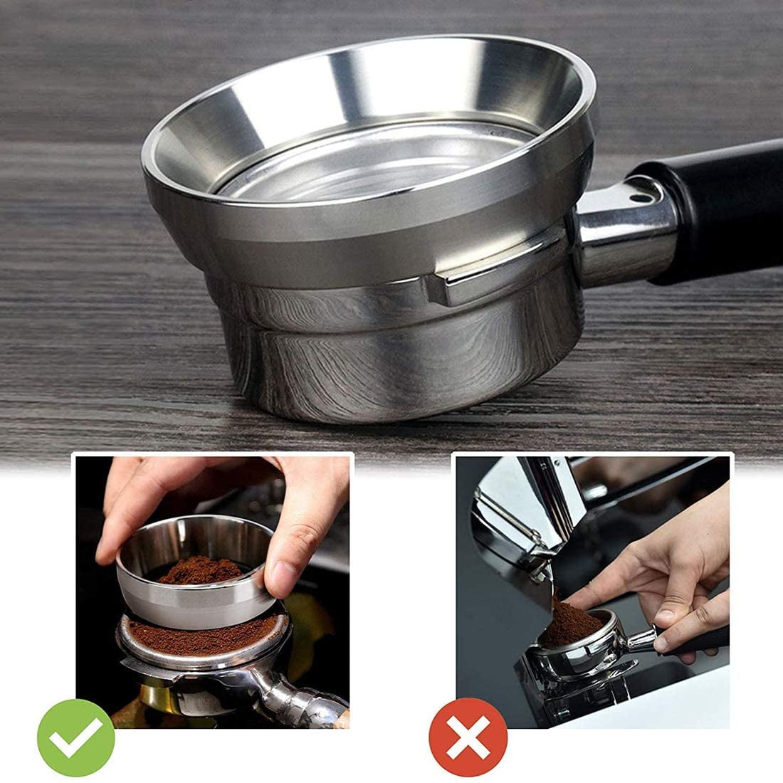 Home Espresso Stainless Steel Coffee Dosing Ring Replacement Funnel Machine Accessories for Portafilter 54/58mm Coffee Dosing Ring 54mm
