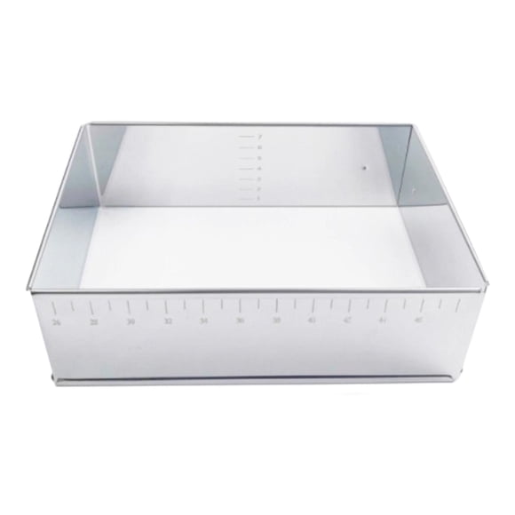 Molde rectangular ajustable plateado para pastel tiramisú con escala transparente y resistente 10 cm de altura