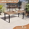 Waleaf 69" Acacia Wood Dining Table Set for 6-8 Person, Natural Indoor Outdoor Kitchen Table with Iron Legs