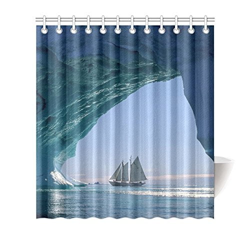 MOHome Sailing Boat Sailboat Shower Curtain Waterproof Polyester Fabric