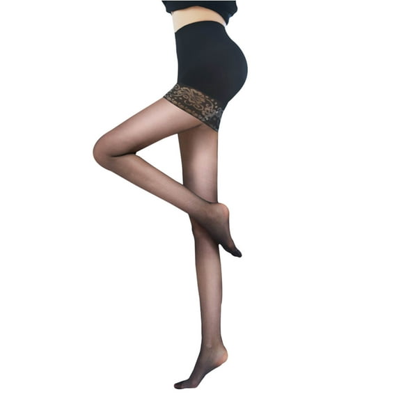 YUTK Tights for Women Under Dress - Fashion Women Summer Thin Style Leggings Conjoined Body High Elasticity Pedal Panty Stocking - Black Free Size