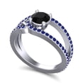 thumbnail image 2 of 2.50 Carat Round Cut Black Onyx & Blue Sapphire Gemstone Stylish Anniversary Ring for Women Solid 14K White Gold Size 11.5 by Diamond-Capitals, 2 of 8