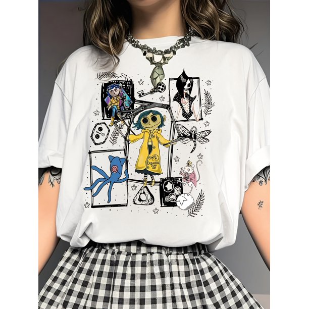Women'S Casual Summer T-Shirt with Vibrant Cartoon Print - Loose Fit, Short Sleeve, Round Neck, Cotton, Relaxed Style, Everyday Tshirt | Playful Print Top | Comfortable Fit