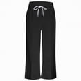 thumbnail image 5 of kpoplk Teen Girls Sweatpants Wide Leg Drawstring Baggy Pants Straight Leg Athletic Trousers with Pockets Size 5-14(Black,4-6 Y), 5 of 6