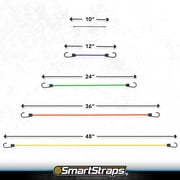 SmartStraps Adjustable Bungee Cord, Assorted Colors, 10 Pack – Includes Two 12”, Two 24”, One 36”, One 48”, and Four Mini Bungee Cords – Ideal for Securing Luggage, Gas Cans, and Coolers to Vehicles
