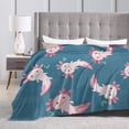 thumbnail image 4 of DouZhe Ultra-Soft Micro Fleece Lightweight Flannel Bed Blanket, Cute Animal Axolot Lizard Print Cozy Warm Throw Blankets, 60"x50", 4 of 7