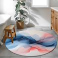 thumbnail image 3 of Round Rugs 3.3Ft, Blue Pink Abstract Art Round Area Rug Washable Indoor Throw Carpet, Modern Art Wave Soft Non Slip Circle Rug for Laundry Room Patio Home Decor Aesthetic, 3 of 8