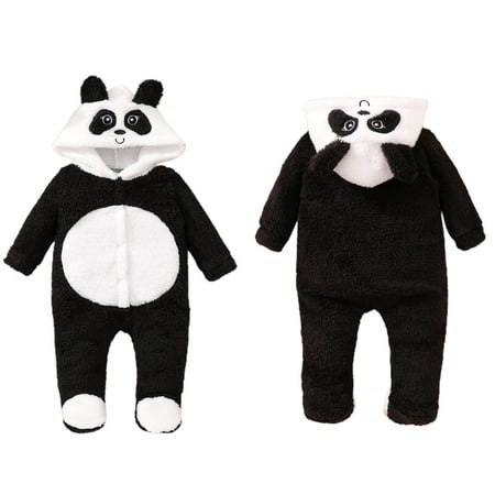 

YDOJG Bodysuits for Boys Girls Toddler One-Pieces Long Sleeve Cartoon Panda Rompers Jumpsuits Kids Fall Winter Clothes Black 9-12 Months