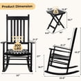 thumbnail image 4 of TLGREEN Outdoor Rocking Chair Set of 2 Chairs & Side Table, 3 Pieces Patio Furniture Set, Wood Patio Rocker for Porch, Garden, Balcony（Black), 4 of 8