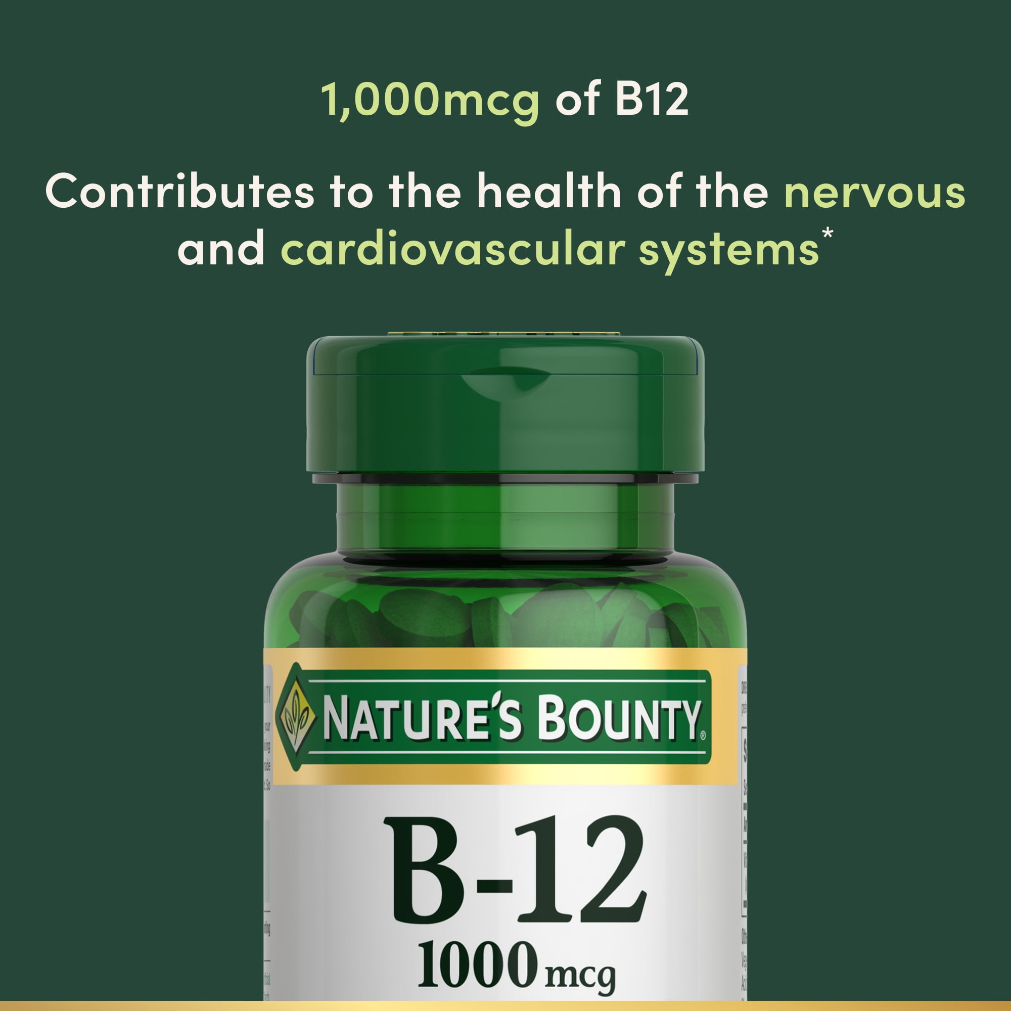 Nature’s Bounty Vitamin B12 Tablets, 1000 Mcg, Vitamin Supplement, 200 Count