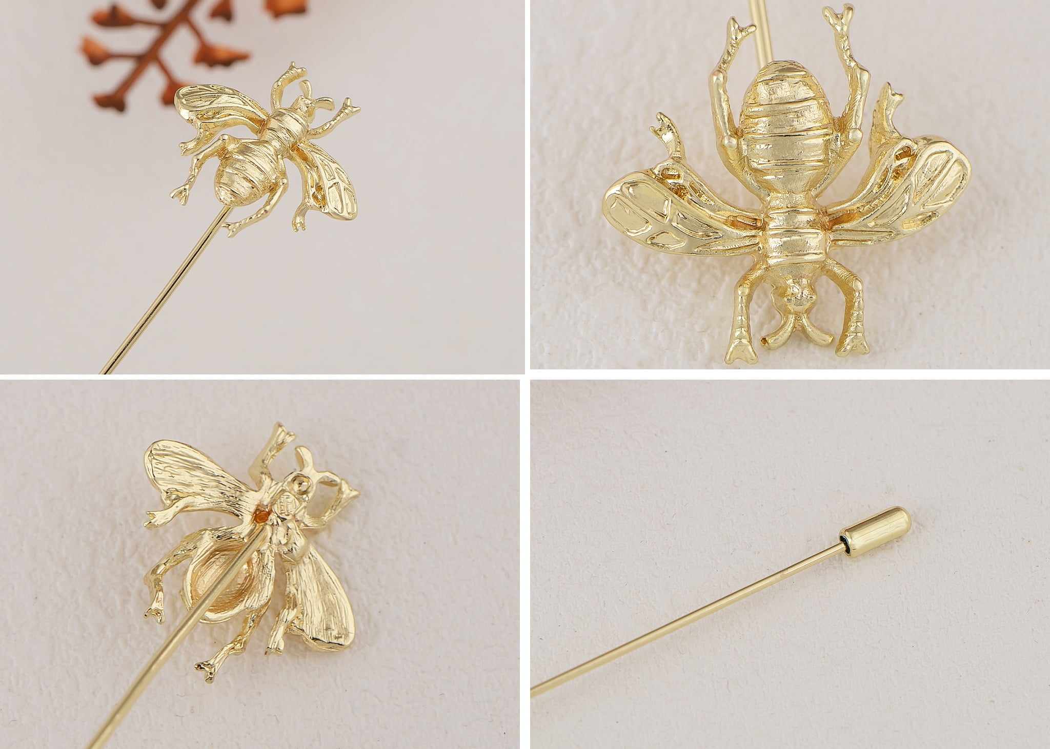Women's Vintage Golden Bee Hat Pin Long Handle Jewelry Insect