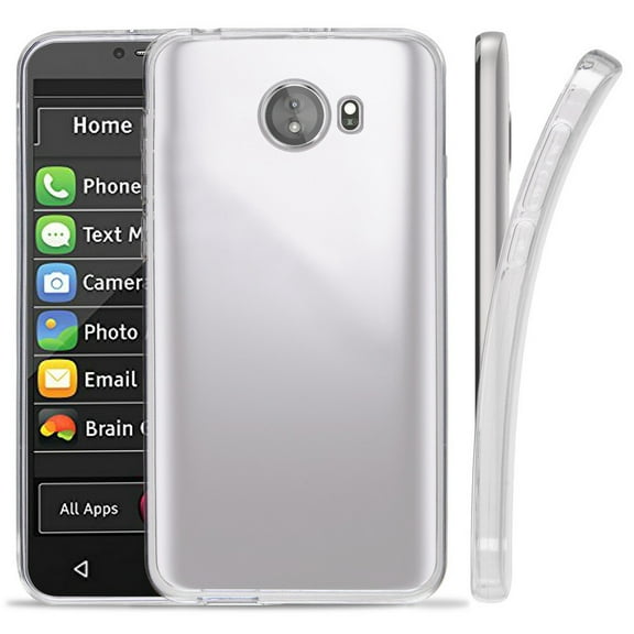Clear Case for Jitterbug Smart2, Transparent See-Thru Flex Gel TPU Skin Slim Cover for GreatCall Jitterbug Smart2