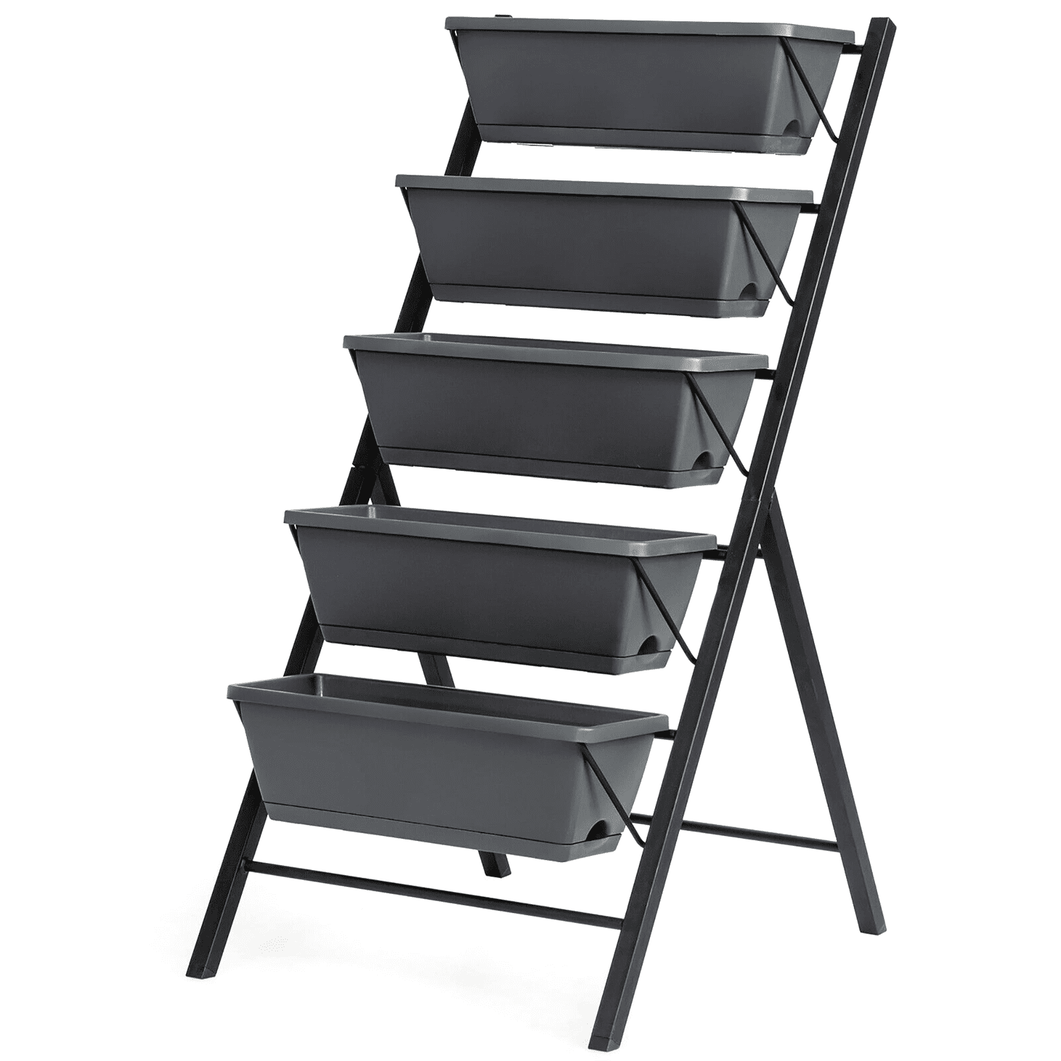 Hoofun 5 Tier Vertical Raised Garden Bed Planter, Freestanding Elevated PP Container Boxes, 1 Pack, 22.5 x 27 x 45 in