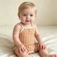 thumbnail image 4 of biudgviw Baby Girl Clothes Breathable Plaid Camisole Bodysuit Newborn Infant Outfit Button Front Sleeveless Casual Onesies(Orange,6-9 Months), 4 of 7