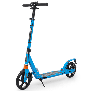 Folding Adjustable Height Handbrake Kick Scooter 8" Wheels Safe Commuter Scooter