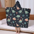 thumbnail image 5 of Dark Blue Dinosaurs Space Pattern Hooded Bath Towel，50"x30" for Ages 3 To 12 Kids, Quick Dry Lightweight Soft Microfiber Hood Beach Towel Cover Up for Kids, 5 of 7