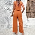 Krdevn Women Suits 2 Piece Set V Neck Sleeveless Button Vest Wide Leg ...