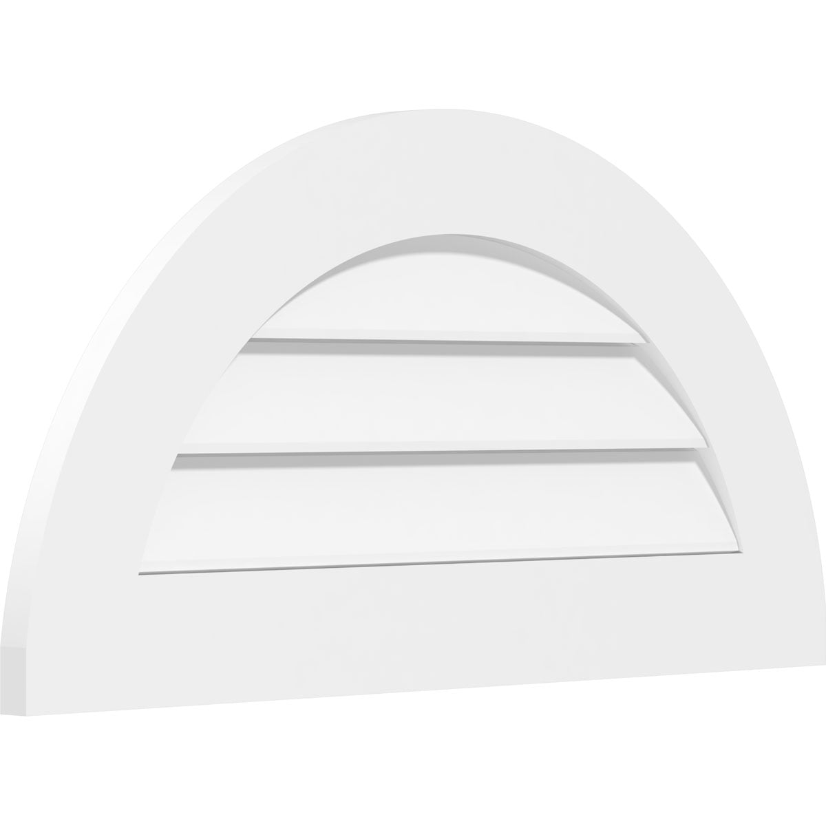 24"W  x 12"H Half Round Surface Mount PVC Gable Vent: Functional, w/ 3-1/2"W x 1"P Standard Frame