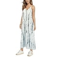 thumbnail image 2 of Sexy Dance Beach Sun Dress for Womens Casual V Neck Loose Long Dress Tie Dye Flowy Pleated Dress Summer Holiday Maxi Dress, 2 of 5