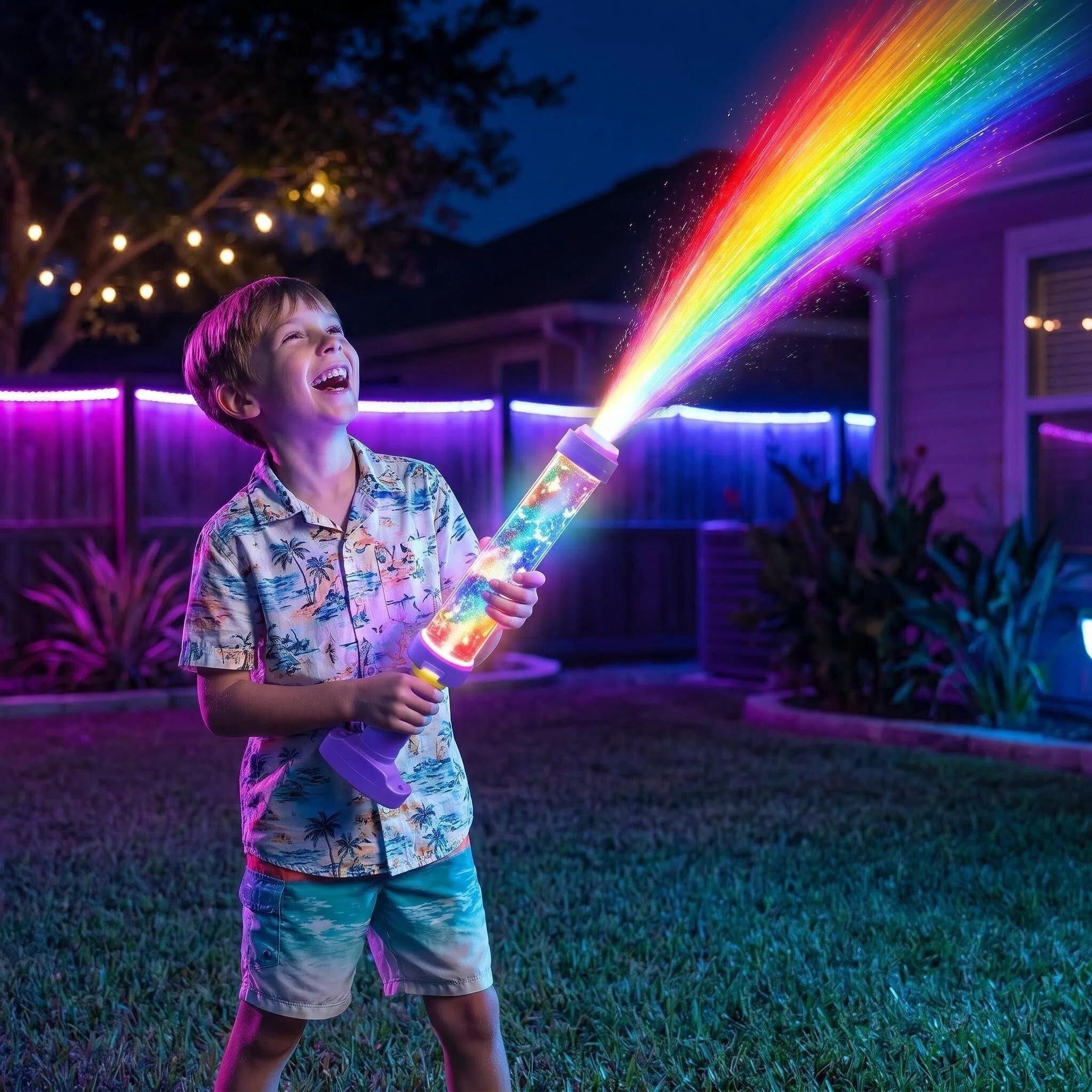 Glowing Rainbow LED Water Blaster, Creative Squirt Water Gun, Firework Spray Water Soaker Toy for Pool Party, Outdoor Summer Water Games Fun