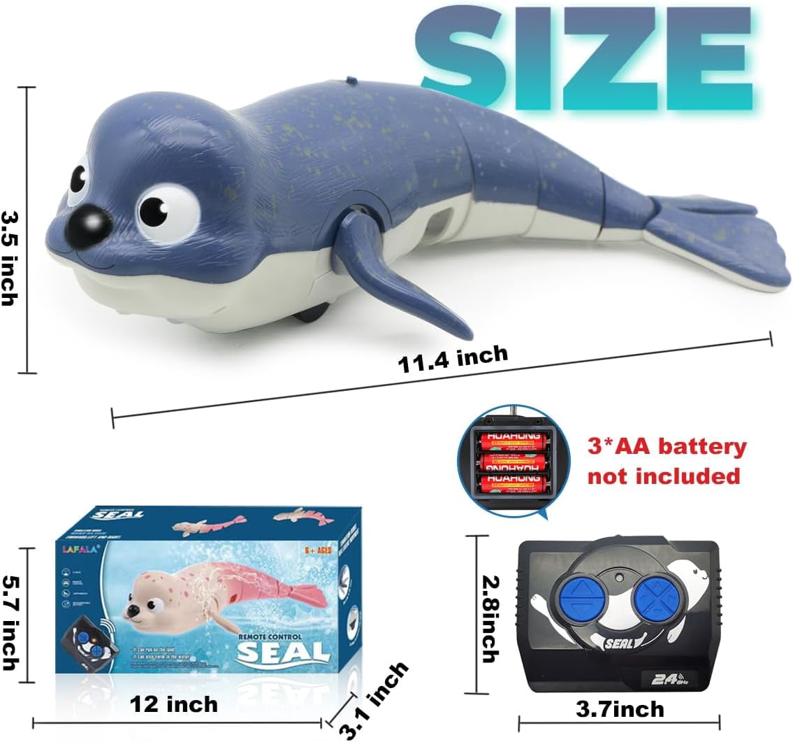 LAFALA Amphibious Remote Control Lazy Seal 2.4Ghz Rechargeable Battery for Kids Gift,Blue