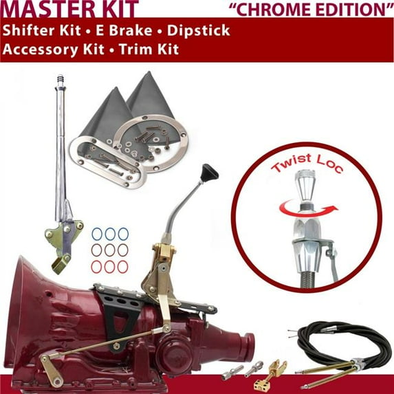 American Shifter TH400 Shifter Kit 8 in. E Brake Cable Trim Kit Dipstick for D616F