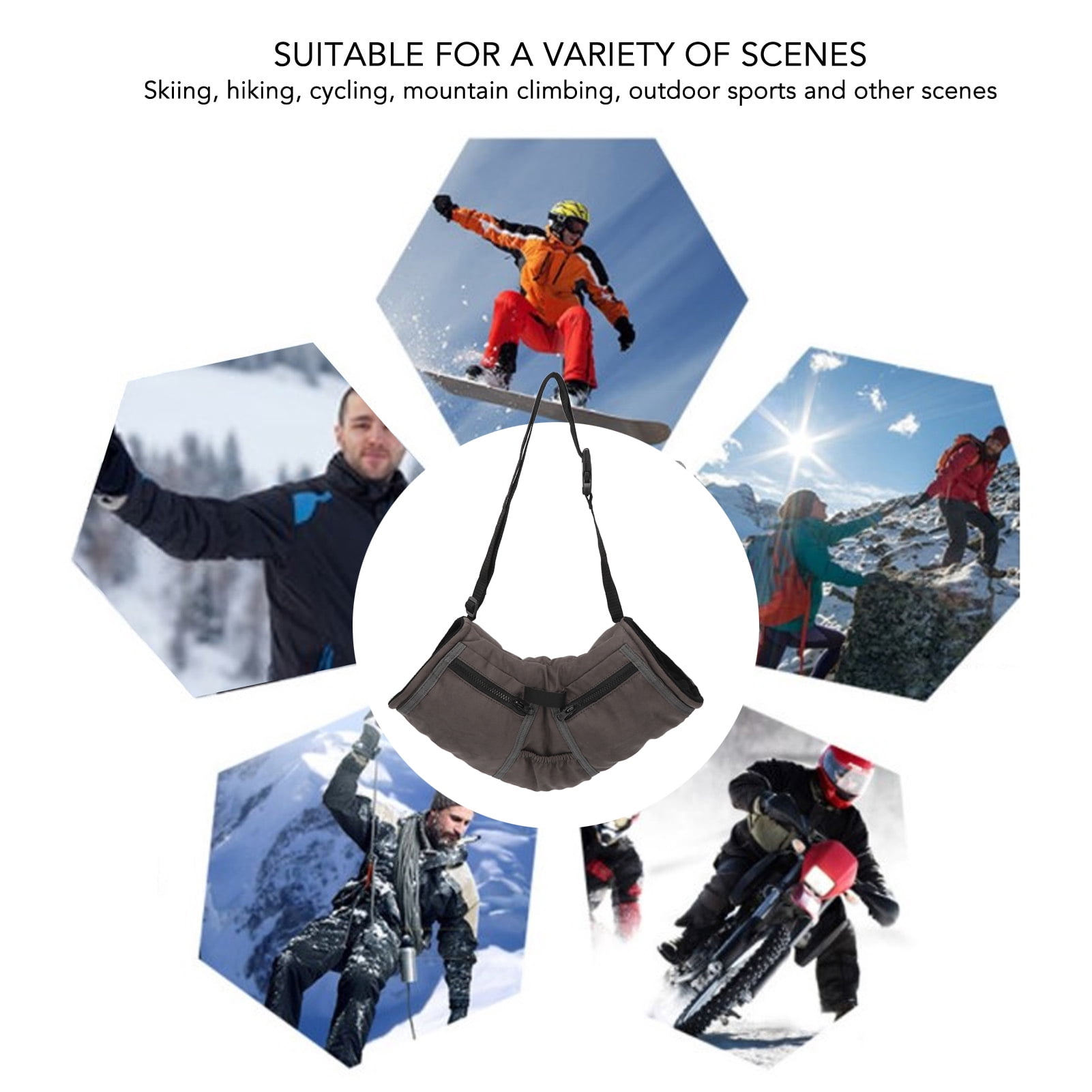YAHHU Winter Gloves for Men Women Windproof Thicken Warm Glove with Multi Pockets for Outdoor Camping Hiking Fishing Hunting Grey Snow Ski Apparel (14.57 inches / 37.00 cm Length)