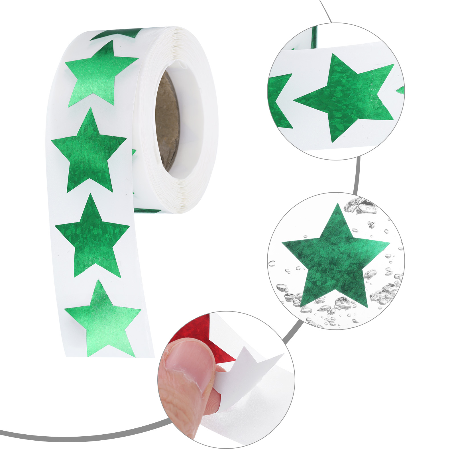 Unique Bargains 1000Pcs Shiny Star-Shaped Stickers Self-Adhesive Coding Label Green