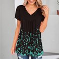 thumbnail image 4 of Camisa de manga corta con cuello en V estampada a la moda informal para mujer Fridja  hjk6149, 4 of 6