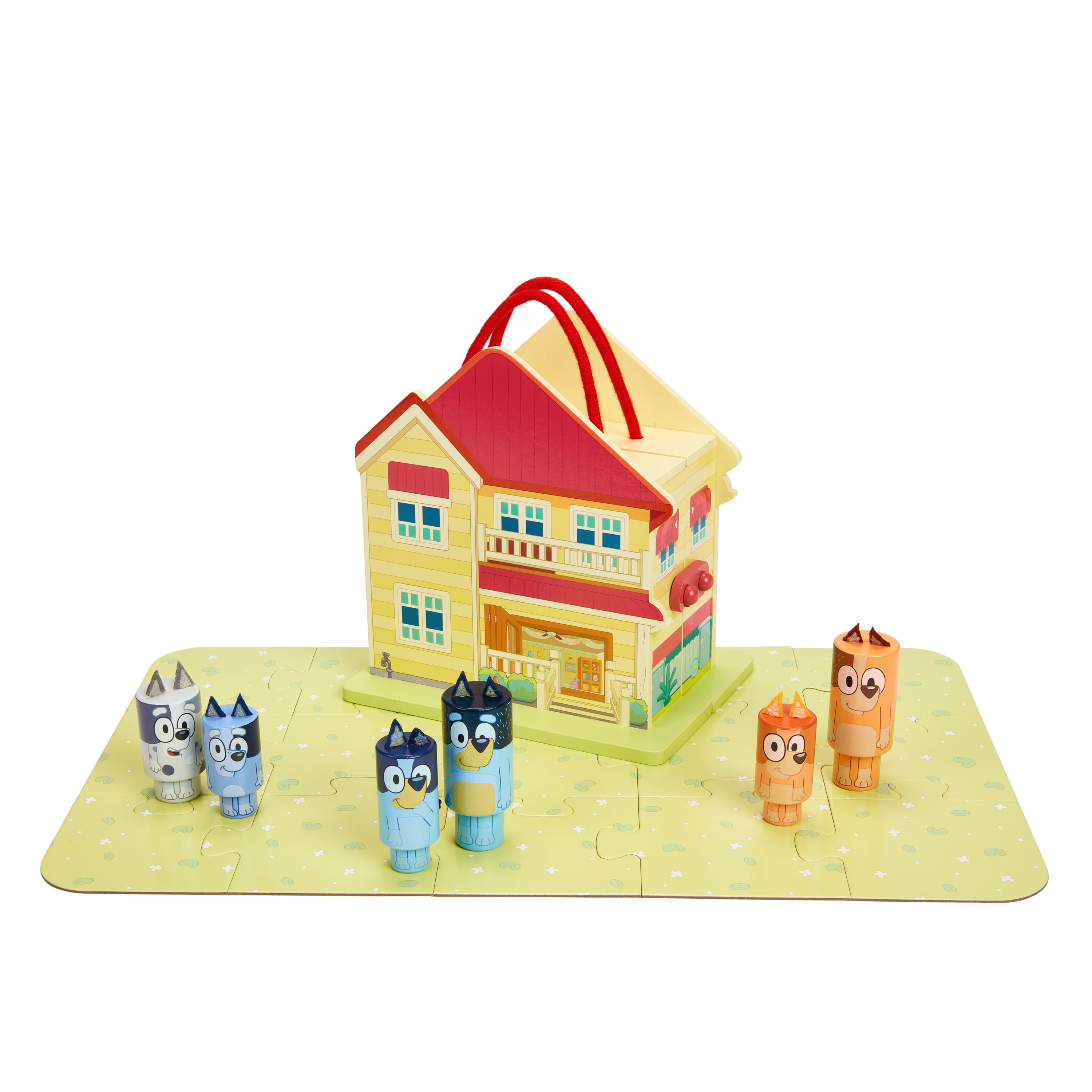 Bluey Wooden Carry Along House, Indoor & Outdoor Play, 22 Pieces, Ages 3+