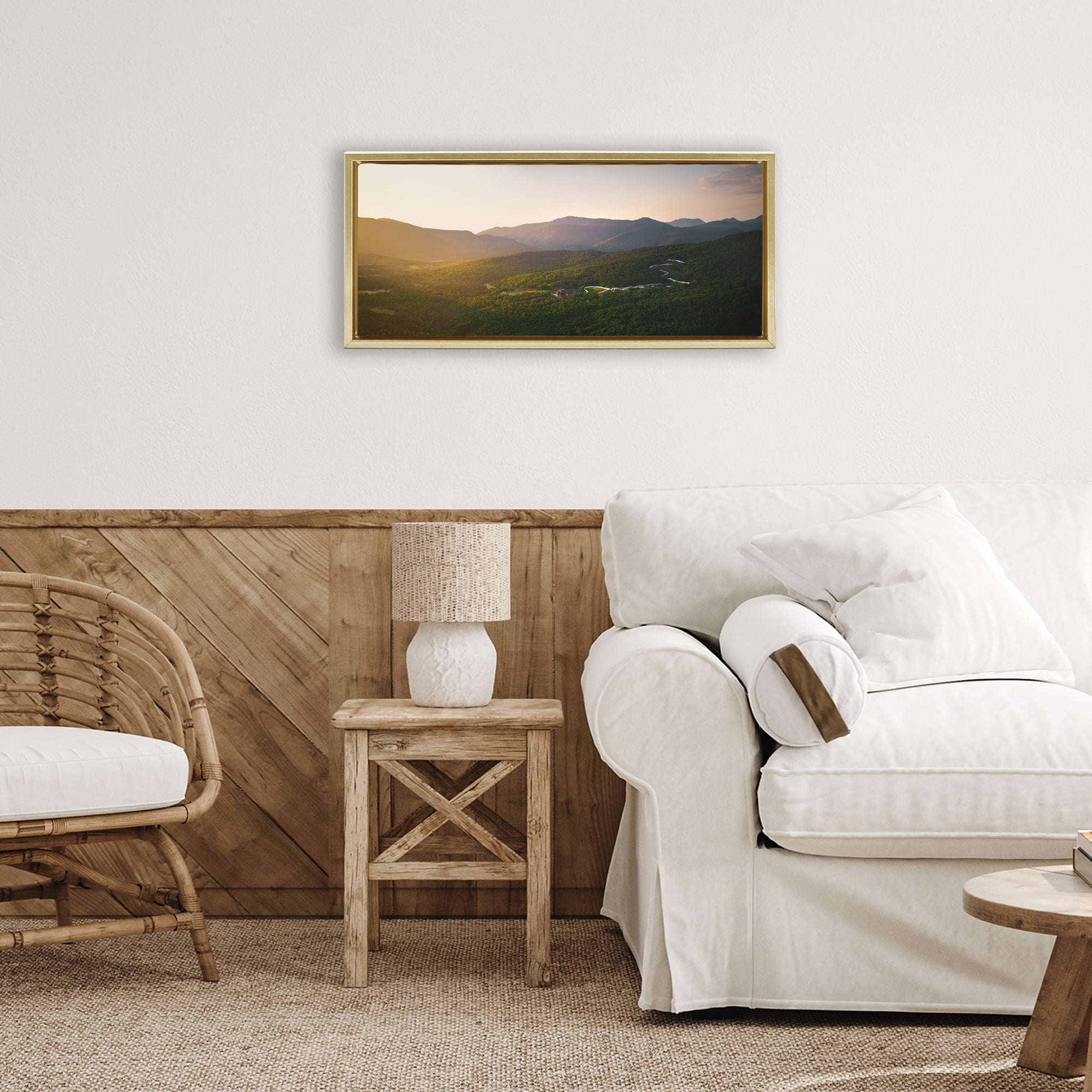 Stupell Industries Winding Road Through Forested Mountains Gold Framed Floater Canvas Wall Art, design by Jonathan Zaharek