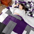 thumbnail image 4 of Homewish Modern Geometric 7-Piece Bedding Comforter Set,Patchwork Square King Bedding Sets,Purple White Gray Bed Sheets For Men Women,Breathable Home Decor, 4 of 8