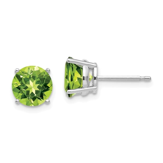 14k White Gold 7mm Peridot Earrings