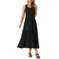 thumbnail image 4 of INSPIRAR CHIC Vestido de Verano Casual Sin Mangas con Cuello Redondo A-Line Flowy Vestido Maxi M Negro, 4 of 6