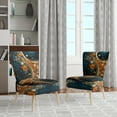 thumbnail image 2 of Designart "Gold Teal Abstract VORTEXs II" Gold Abstract Upholstered Accent Chair - Modern Arm Chair For Bedroom, 2 of 7