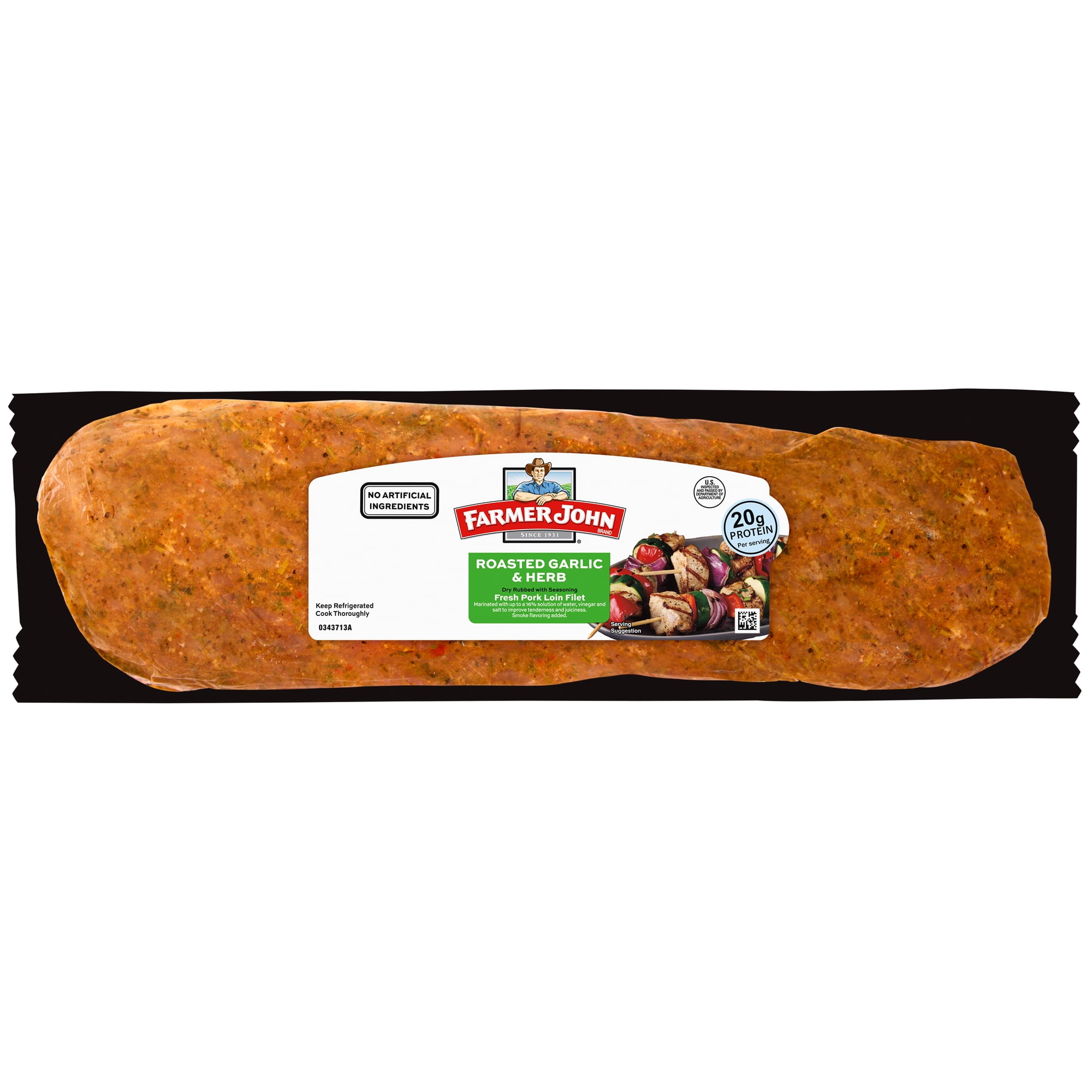 Farmer John Seasoned Boneless Pork Loin Filet with Roasted Garlic & Herb, 2.5 lb
