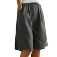 thumbnail image 2 of Bermuda Shorts for Women Knee Length, Wide Leg Linen Knee Length Summer Casual Petite Short 10" Women Bermuda Shorts Knee Length, 2 of 13