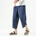 thumbnail image 2 of HXWCHs Men's Cotton Linen Pants Baggy Lounge Wear Navy XXL, 2 of 9