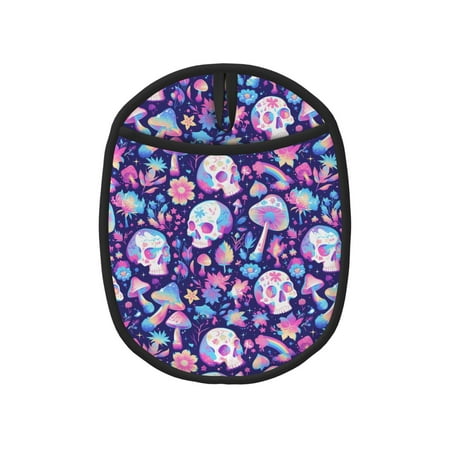 

Pofeuu mushroom rainbow Skull cartoon Print Silicone Pot Mat Mitten With Hanging Loop Heat Resistant Oven Mitts Non-Slip Bbq Baking Smoking Potholders