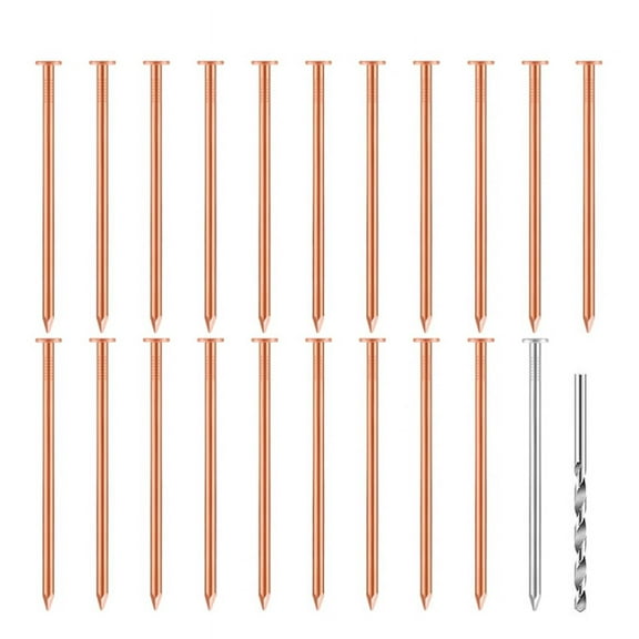 20 Pcs Copper Nails for Killing Trees, Stumps & - 3.5 Inch Long Come with 1 Steel Nails and 1 Drill Nail