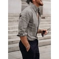 thumbnail image 3 of QWZNDZGR Mens Casual Button Down Shirt Long Sleeve Chambray Shirt Business Blouse, 3 of 4