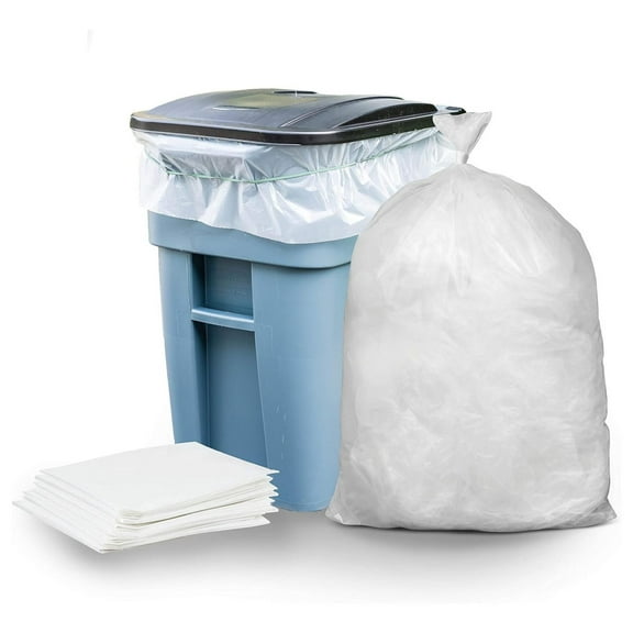 65 Gallon Clear Trash Bags - 2.7 Mil Heavy Duty - 50 Count - Large Garbage Can Liners for Outdoor, Warehouse, Kitchen - Clear Plastic Bags