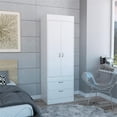 thumbnail image 2 of Bowery Hill 2-Drawer and 2-Door Contemporary Engineered Wood Armoire in White, 2 of 12